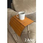 MicroWood Karamel Koltuk Tepsisi 2 Adet Yan Sehpa Huş Ağacı 29x43 cm Orta Sabit 16,5 cm Amerikan Servisi KoltukTepsi2C
