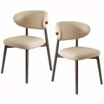 Mid Century Masif Ahşap Yemek Sandalyesi 2'li Set Suni Deri Döşeme Katı Kauçuk Ahşap Yapı Ev Ofis Masası Sandalyesi Mutfak veya Kahve Dükkanı için Modern Tasarım (Renk: A)