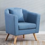 Mid Century Modern Gök Mavisi Vurgu Sandalyesi - Rahat Oturma Odası Sandalyesi Yastık Masif Ahşap Ayaklar Yatak Odası Daire Stüdyo Ofis Bekleme Odası Mobilyaları için