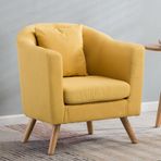 Mid Century Modern Limon Sarı Vurgu Sandalyesi - Rahat Oturma Odası Sandalyesi Yastık Masif Ahşap Ayaklar Yatak Odası Stüdyo Ofis Bekleme Odası için - Şık ve Fonksiyonel Mobilya