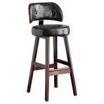 Mid Century Modern PU Deri Bar Tabureleri Döşemeli Tezgah Yüksekliği Sırtlı Sandalyeler Siyah Mutfak Ada Oturma (75 cm Yükseklik 1 Adet)