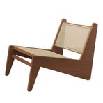 Mid Century Modern Rattan Vurgu Sandalyesi - Kolsuz Rahat Yan Sandalye Yatak Odaları Balkonlar ve Teraslar için Masif Ahşap Çerçeveli - Şık Ceviz Tasarımı