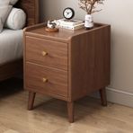 Mid Century Modern Uzun Komodin Şık Komodin, Çekmeceli ve Açık Ahşap Raflı Vintage Ceviz Gece Standı Yatak Odası ve Oturma Odası için 30 cm