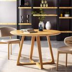 Mid Century Modern Yuvarlak Masif Ahşap Yemek Masası Rustik Ayaklı Mutfak Masası 90 cm Küçük Eğlence Sehpası Yemek Odası için Şık Ev Dekoru Renk B
