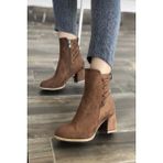 Mida Shoes 630 Taba Süet Fermuarlı Kadın Bot
