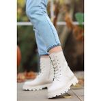 Mida Shoes Bria Bej Deri Kadın Bot