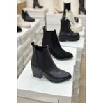 Mida Shoes Kkovboy Siyah Deri Lastikli Kadın Bot