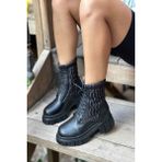 Mida Shoes Paris Siyah Deri Yüksek Taban Kadın Bot