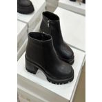 Mida Shoes Poti Siyah Deri Fermuarlı Kadın Bot