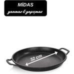 Midas 32 cm Gözleme Bazlama Tavas / Çok Amaçlı / Granit Döküm / - Siyah