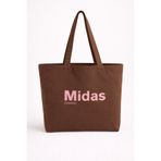 Midas Design Geniş Tote Bag Büyük Kahverengi Gabardin Kanvas Omuz Çantası