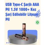 Midas Toptan Home USB Type-C Şarjlı Aaa Lityum Pil | 1.5V Sabit Voltaj, 1000+ Şarj Döngüsü ile Uzun Ömür