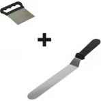 MidasTech 2li Set Hamur Şekillendirici Eğik Pasta Spatulası ve Metal Hamur Kesici Kazıyıcı Spatula Midas