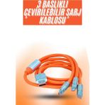 MidasTech Çoklu Şarj Kablosu USB Type-C Ios Uyumlu 120W Hızlı Şarj Kablosu Midiastech - Renkli