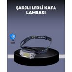 MidasTech USB Şarjlı Mini LED Kafa Feneri 50M Odak 150M Geniş Aydınlatm Midiastech