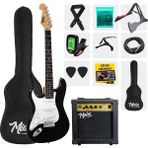 Midex Age-45 Solak Elektro Gitar Seti Amfili ve Full Aksesuar White Black - Siyah