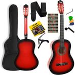 Midex CG-36RD Kaliteli 36 İnç 3/4 Juniur Çocuk Gitarı 8-12 Yaş Arası (Çanta Askı Capo Nota Sticker Pena Metod) - Kırmızı