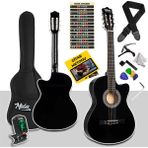 Midex CG-395BK Siyah 4/4 Sap Ayarlı Kesik Kasa Full Set Klasik Gitar