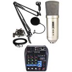 Midex CX1 Condenser Mikrofon Ses Kartlı Mikser + Stand + Filtre