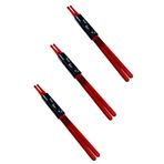 Midex GFK-801RD-3X 5A Bateri Baget Kırılmaz Polyemid Kırmızı Renk Davul Bageti 5A Drumsticks 6 Adet (3 Çift)