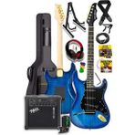 Midex GLC-40BL-AMP Elektro Gitar Seti 25 WATT Şarjlı BT Amfi Kulaklık ve Full SET