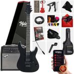 Midex GRX-300-50-AMP Profesyonel Elektro Gitar Seti 50 Watt Gainli Şarjlı Bluetooth'lu Amfi ve Full Set - Siyah - Paket-3