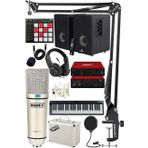Midex Impressive Paket-5 Studyo Ekipmanlari Seti (Monitor Mikrofon Ses Karti Kulaklik Midi Klavye Pad Controller)