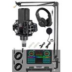 Midex MX-2020 Effective Set Siyah Efektli Ses Kartı Mikrofon-Kulaklık ve Stand Kayıt Canlı Yayın Seti