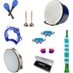 Midex Örf Aletleri Seti Median Paket-1 Maracas Zil Kastanyet Ritim Seti Mızıka Davul Tef (9 Parça)