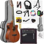 Midex Phx Pro-Amp Amfili Yüksek Kaliteli Masif Elektro Akustik Gitar Seti - Kahverengi