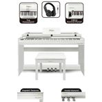 Midex Plx-140 Pro-wh Dijital Piyano Bluetooth Tuş Hassasiyeti 88 Tuşlu Kapaklı (KULAKLIK VE TABURE)