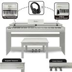 Midex PLX-140 PRO-WH Dijital Piyano Tuş Hassasiyetli Bluetooth 88 Tuşlu Kapaklı +Kulaklık +Tabure