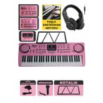 Midex PS-1500PK-H Başlangıç İçin Pembe 61 Tuşlu Org Kulaklık Notalık Mikrofon Metod