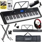 Midex PS-5200BK-HSS Pro Org 61 LED Işıklı Tuş Hassasiyetli Bluetooth Midi Kulaklık Stand Sustain - Siyah