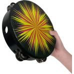 Midex TF-28BK Çift Sıra 6 Zilli Siyah Derili Tef Tamburin (20.5 cm)