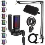 Midex V6 RGB Set USB Oyuncu ve Yayıncı Mikrofonu Condenser Stüdyo (Kayıt Gaming Tiktok Twitch Canlı yayın Discord Youtube)