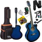 Midex XC-200BL Kaliteli Akustik Gitar Seti 40 İnç 4/4 Yetişkin Full Set - Mavi