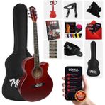 Midex XC-200RD Kaliteli Akustik Gitar Seti 40 İnç 4/4 Yetişkin Full Set - Kırmızı