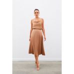 Midi Boy Saten Etek - Camel - 40