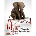 Midilli Alüminyum Gövdeli Çelik Ayaklı Teleskopik İnşaat İskelesi - 400 Kg Taşıma Kapasitesi 100x24x160cm 65-100cm