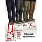 Midilli Alüminyum Gövdeli Çelik Ayaklı Teleskopik İnşaat İskelesi - 400 Kg Taşıma Kapasitesi 110x24x160cm 65-110cm