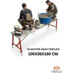 Midilli Alüminyum Gövdeli Çelik Ayaklı Teleskopik Inşaat Iskelesi Kırmızı - 400 kg Taşıma Kapasitesi 100X36X160CM