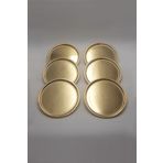 Midilli Home 6'lı Gold Metal Dekoratif Servis Tepsisi, Çay Ve Kahve Tepsisi, Pasta Ve Tatlı Sunum Tepsisi 22cm