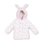 Midimod Kız Bebek Mont Tavşan Baskılı Fermuarlı Kapüşonlu Long Sleeve - Ekru