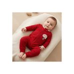 MIDIRIK ÇELEBİ bebe Mantar Aplike Detaylı %100 Pamuk Bebek Tulumu - Kırmızı Fermuarlı Manşetli (Patiksiz) 9-12-18 Ay Unisex