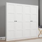 Midoser 4 Kapaklı Modern Tasarımlı 10 Raflı Elbise Dolabı Beyaz Suntalam Malzemeden Üretim
