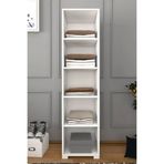 Midoser 40 cm Mat Beyaz 5 Raflı Kiler Tek Kapılı Banyo ve Elbise Dolabı Gardrop