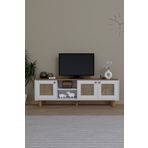 Midoser Bohem Serisi Garden Meşe - Beyaz Pvc Hasır Desen Tv Ünitesi
