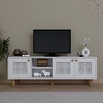 Midoser Bohem Serisi Natura Mat Beyaz Pvc Hasır Desen Tv Ünitesi