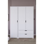 Midoser Duru Mat Beyaz 3 Kapılı 2 Çekmeceli Elbise Dolabı